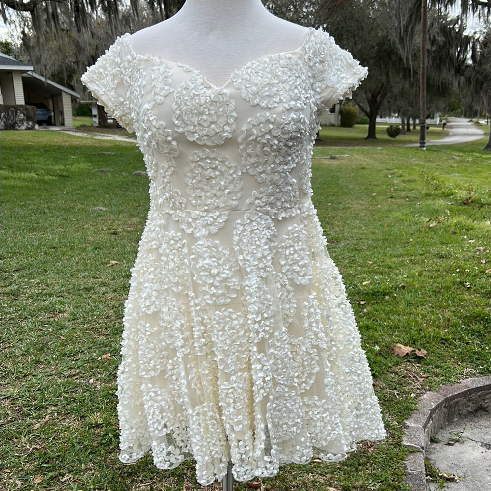 Elegant Cream Floral Dress